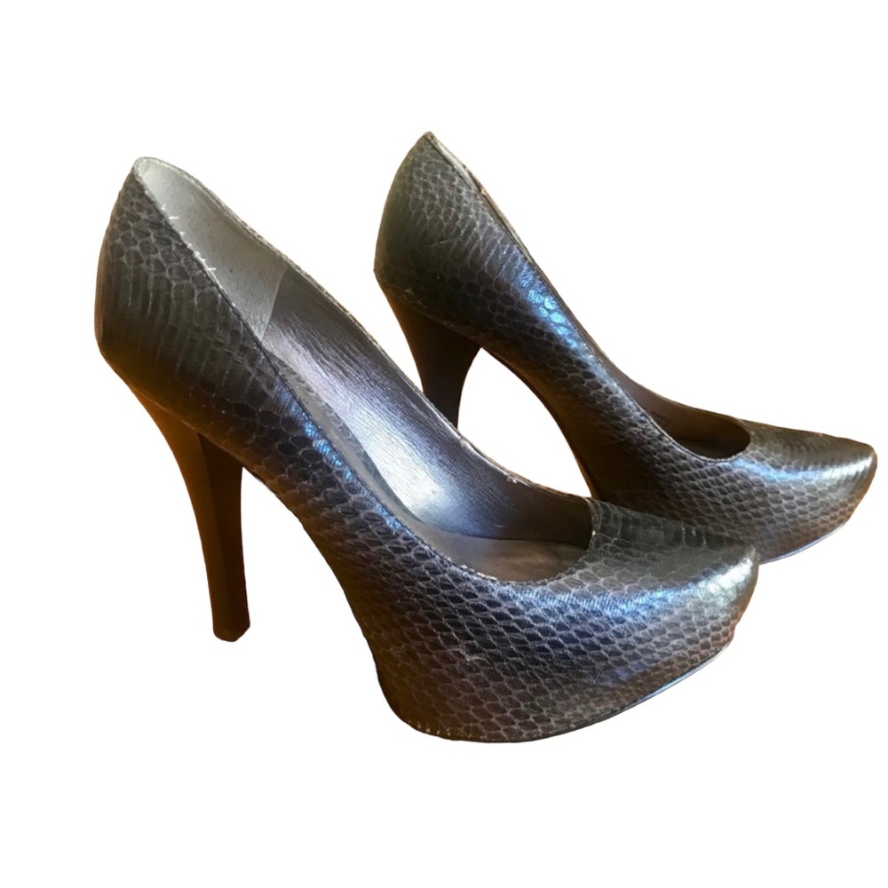 Charcoal snakeskin heels